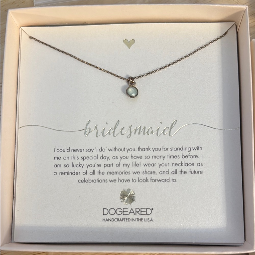 Dogeared Bridesmaid Silver Necklace with Green Chalcedony Pendant